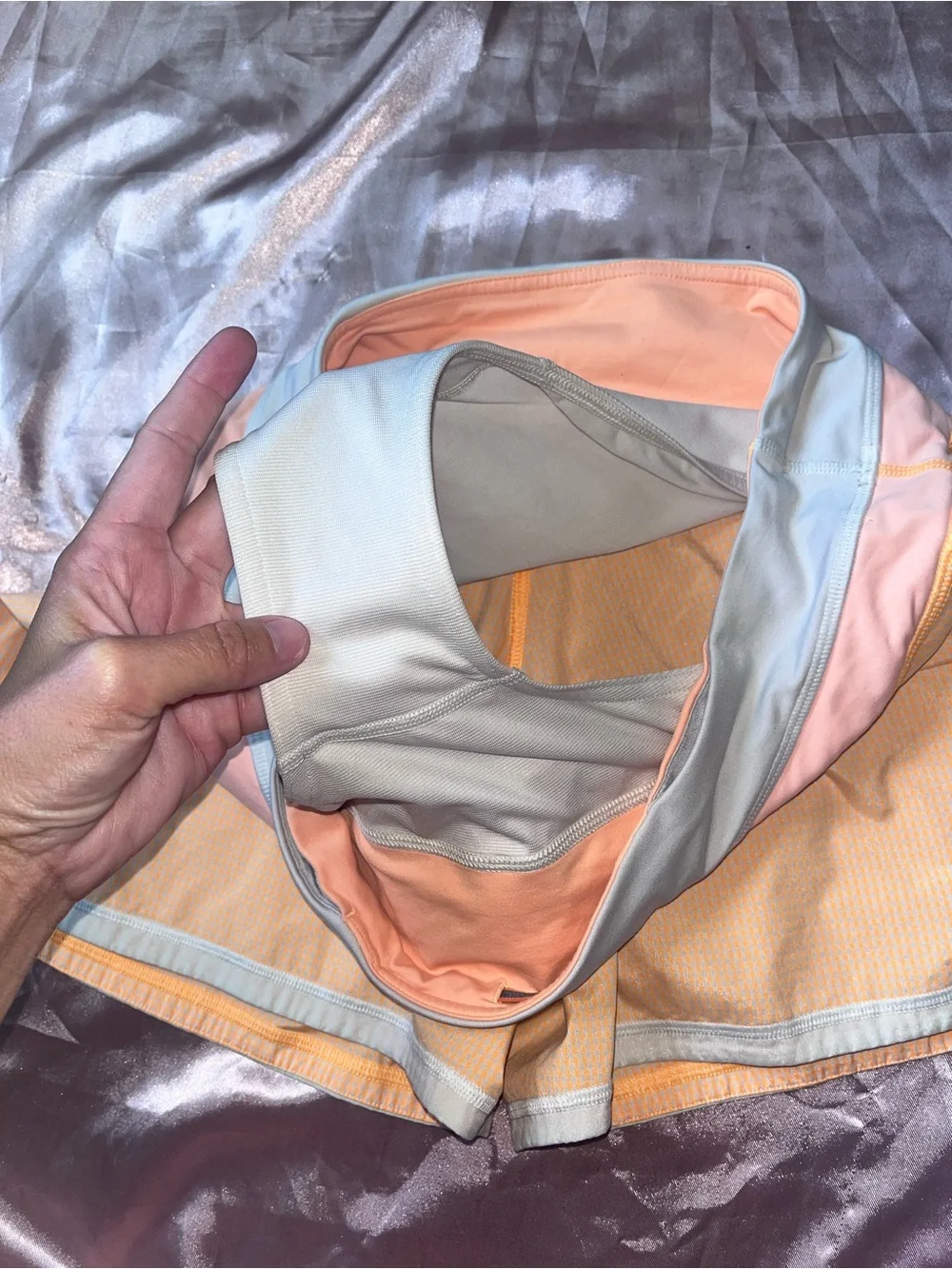Lululemon Peach Orange Gingham Speed Up Shorts Size 8